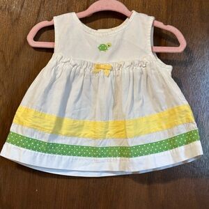 White baby dress with yellow and green stripes size 3-6m